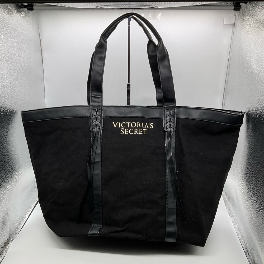 NWOT VICTORIAS SECRET BLACK COTTON TOTE